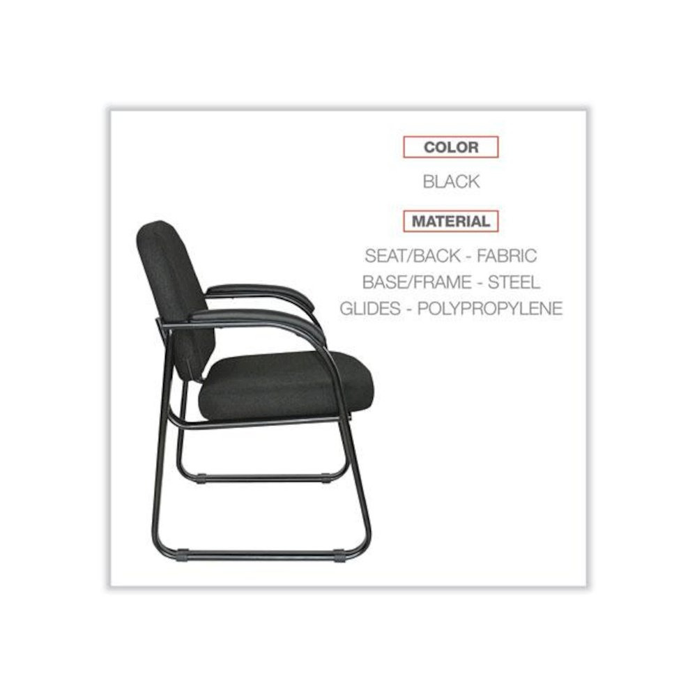Alera Genaro Series Fabric Half-Back Sled Base Guest Chair, 25" x 24.80" x 33.66", Black Seat, Black Back, Black Base. Picture 3