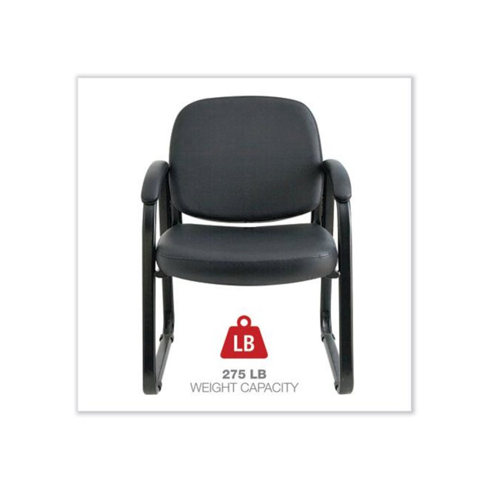 Alera Genaro Series Fabric Half-Back Sled Base Guest Chair, 25" x 24.80" x 33.66", Black Seat, Black Back, Black Base. Picture 4