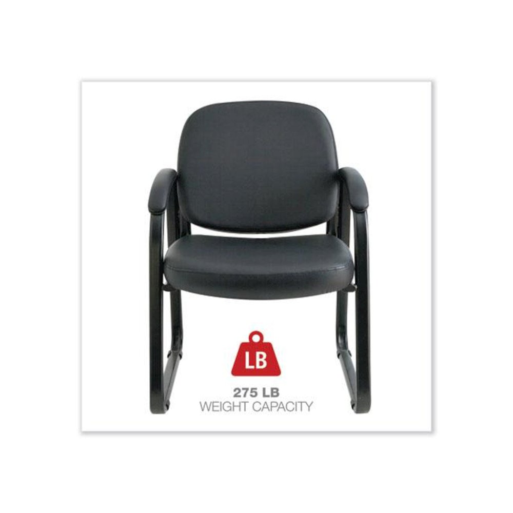 Alera Genaro Series Faux Leather Half-Back Sled Base Guest Chair, 25" x 24.80" x 33.66", Black Seat, Black Back, Black Base. Picture 4