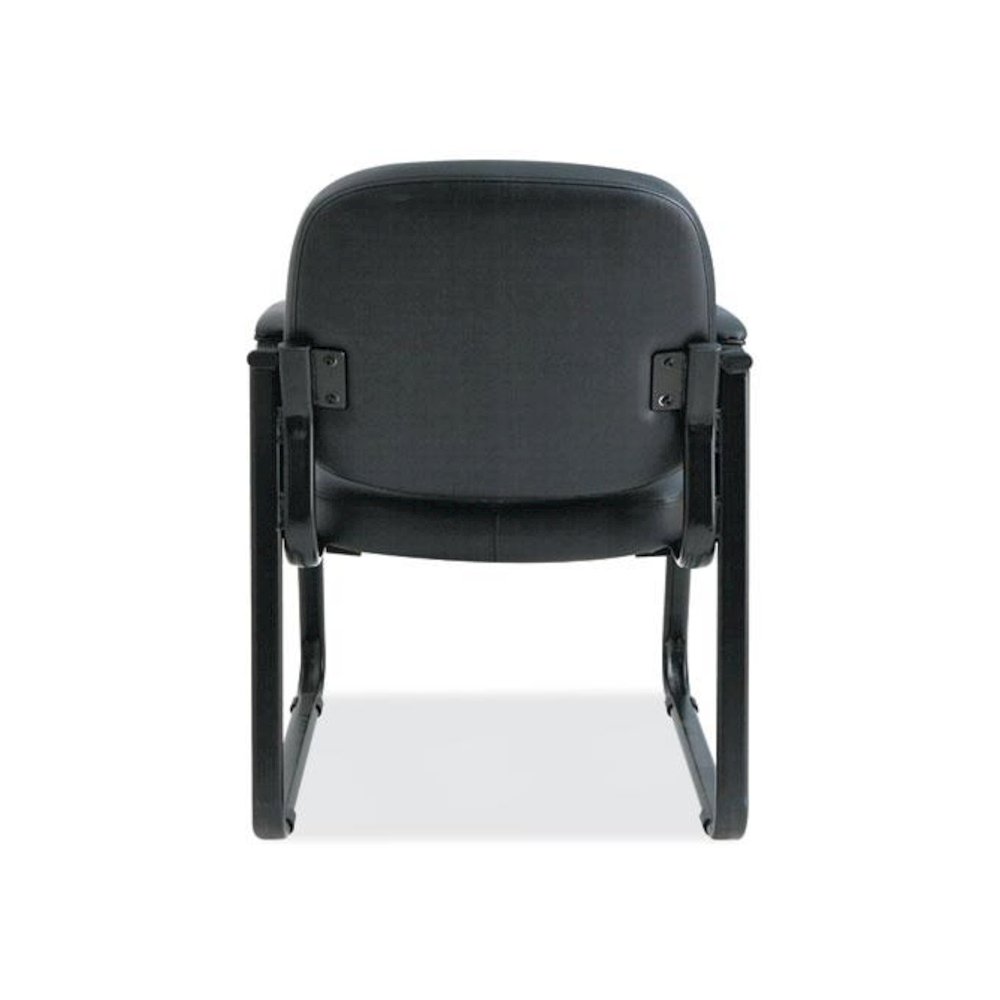 Alera Genaro Series Faux Leather Half-Back Sled Base Guest Chair, 25" x 24.80" x 33.66", Black Seat, Black Back, Black Base. Picture 6
