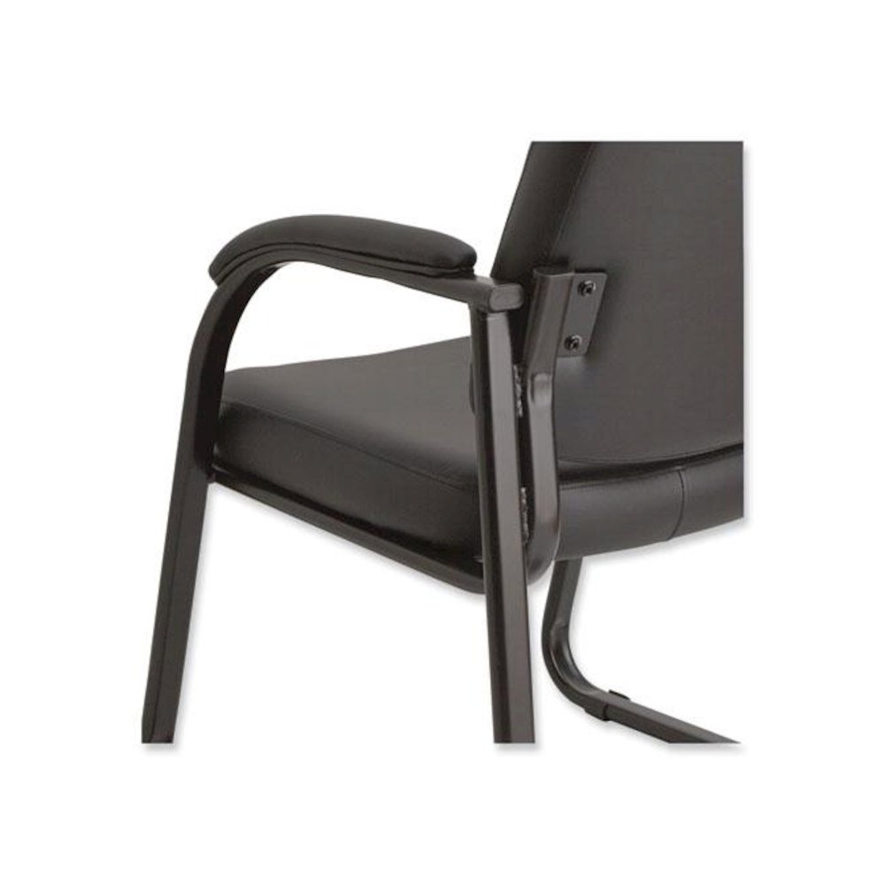 Alera Genaro Series Faux Leather Half-Back Sled Base Guest Chair, 25" x 24.80" x 33.66", Black Seat, Black Back, Black Base. Picture 7