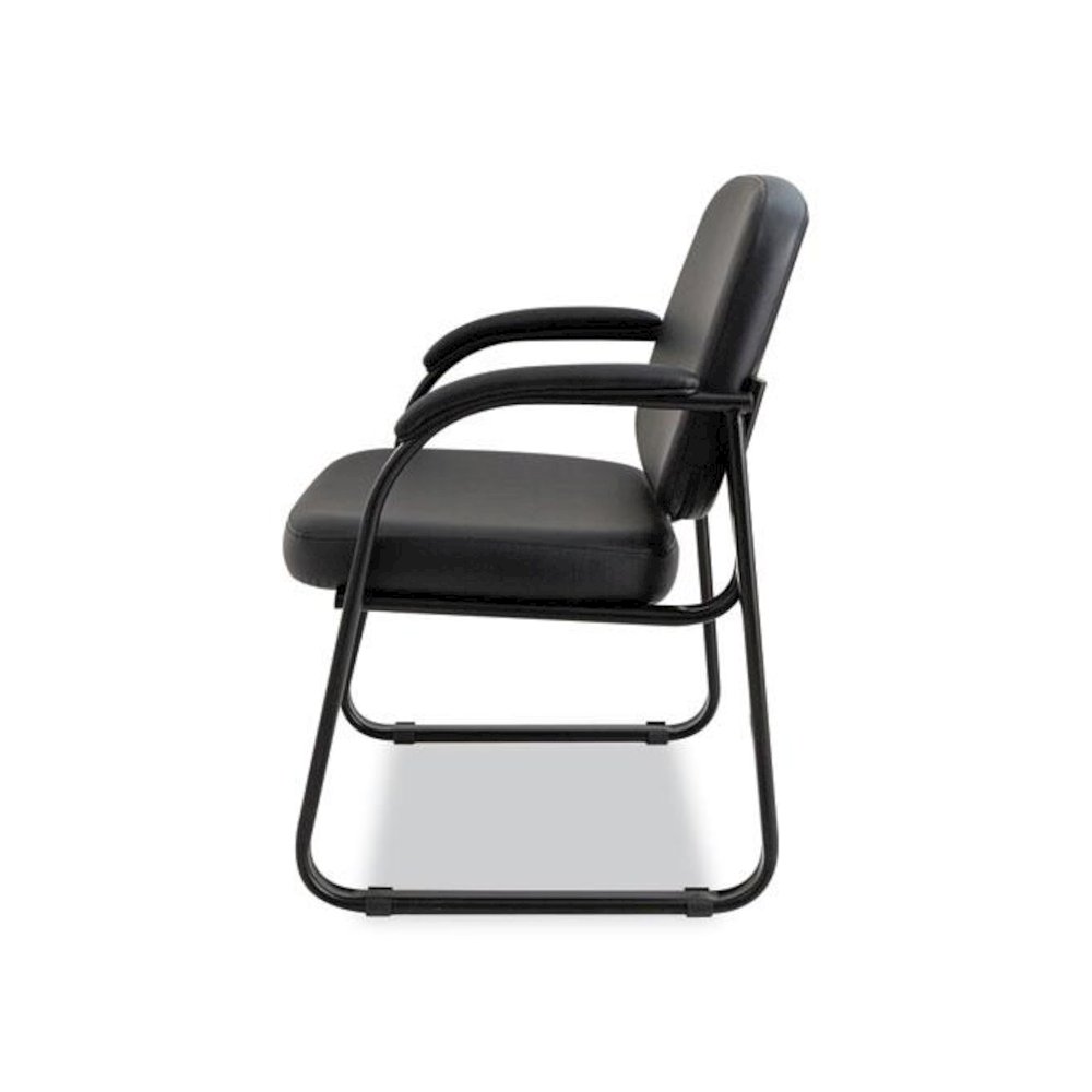 Alera Genaro Series Faux Leather Half-Back Sled Base Guest Chair, 25" x 24.80" x 33.66", Black Seat, Black Back, Black Base. Picture 8