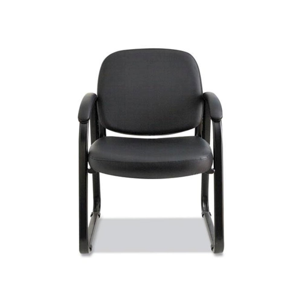 Alera Genaro Series Faux Leather Half-Back Sled Base Guest Chair, 25" x 24.80" x 33.66", Black Seat, Black Back, Black Base. Picture 9