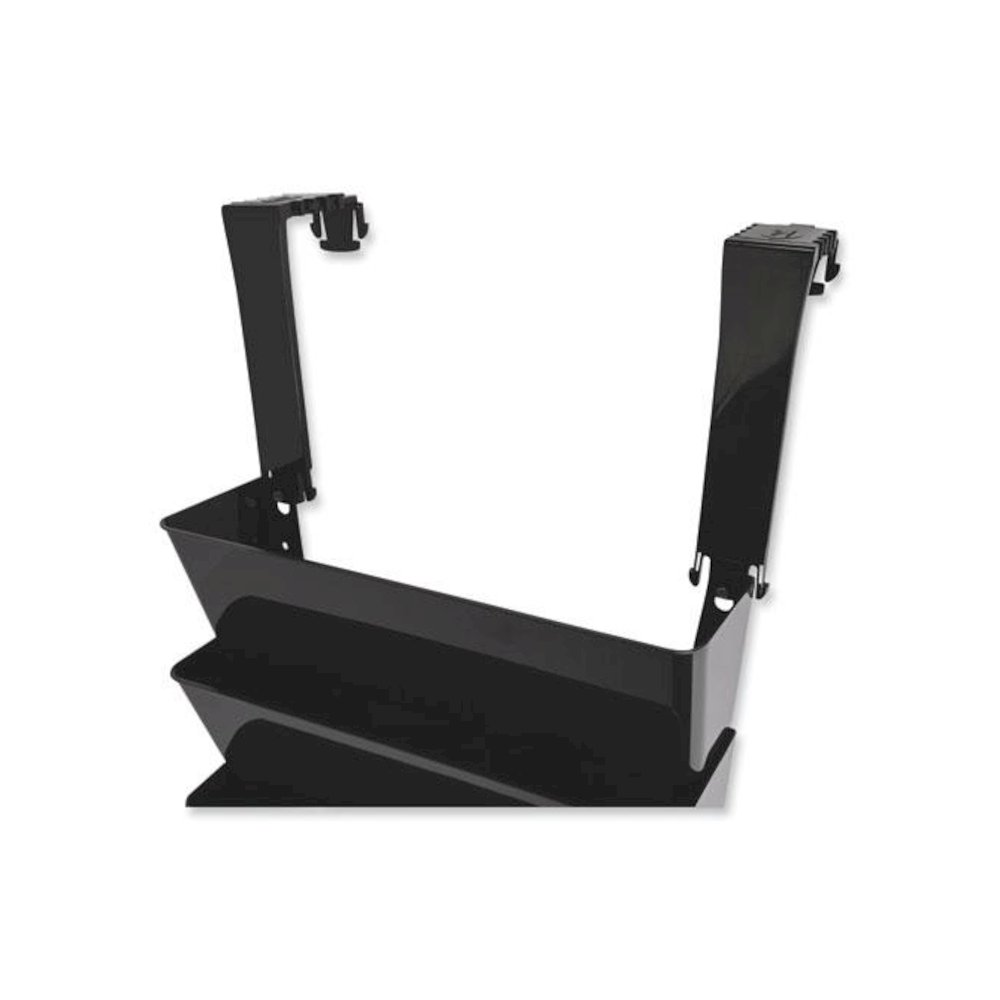 Two Break-Resistant Plastic Partition Brackets, For 2.63 to 4.13 Wide Partition Walls, Black, 2/Pack. Picture 2