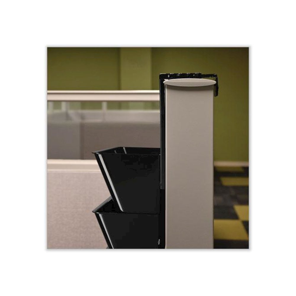 Two Break-Resistant Plastic Partition Brackets, For 2.63 to 4.13 Wide Partition Walls, Black, 2/Pack. Picture 3