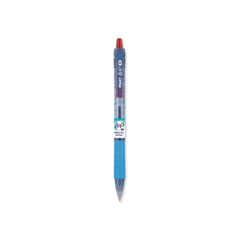 B2P Bottle-2-Pen Recycled Ballpoint Pen, Retractable, Medium 1 mm, Red Ink, Translucent Blue Barrel, Dozen. Picture 1