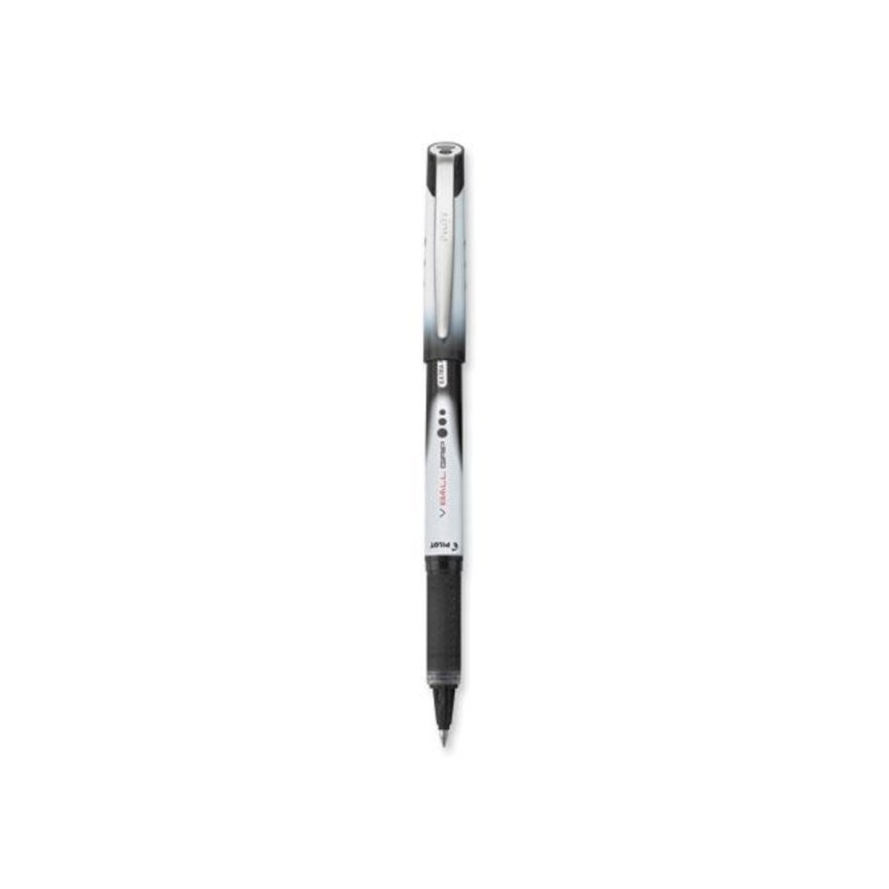 VBall Grip Liquid Ink Rollerball Pen, Stick, Extra-Fine 0.5 mm, Black Ink, Black/White Barrel, Dozen. Picture 1