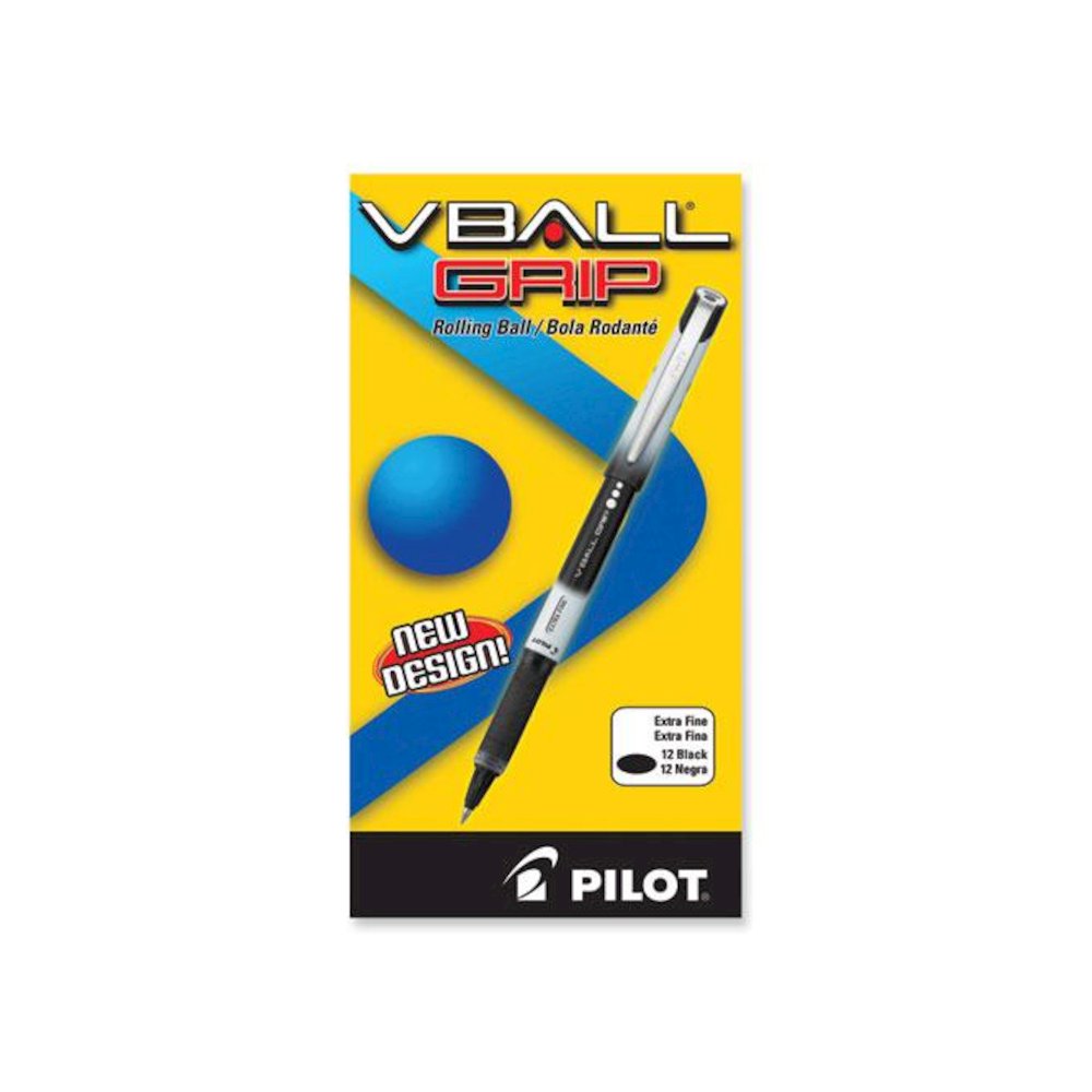 VBall Grip Liquid Ink Rollerball Pen, Stick, Extra-Fine 0.5 mm, Black Ink, Black/White Barrel, Dozen. Picture 2