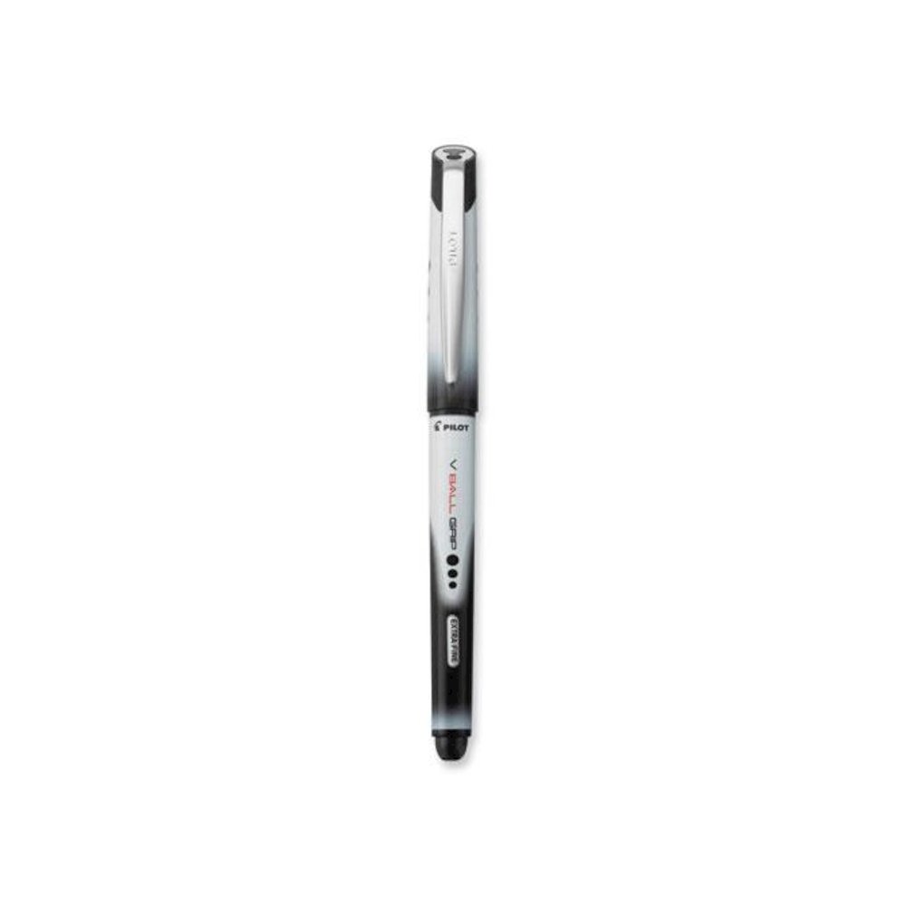 VBall Grip Liquid Ink Rollerball Pen, Stick, Extra-Fine 0.5 mm, Black Ink, Black/White Barrel, Dozen. Picture 3