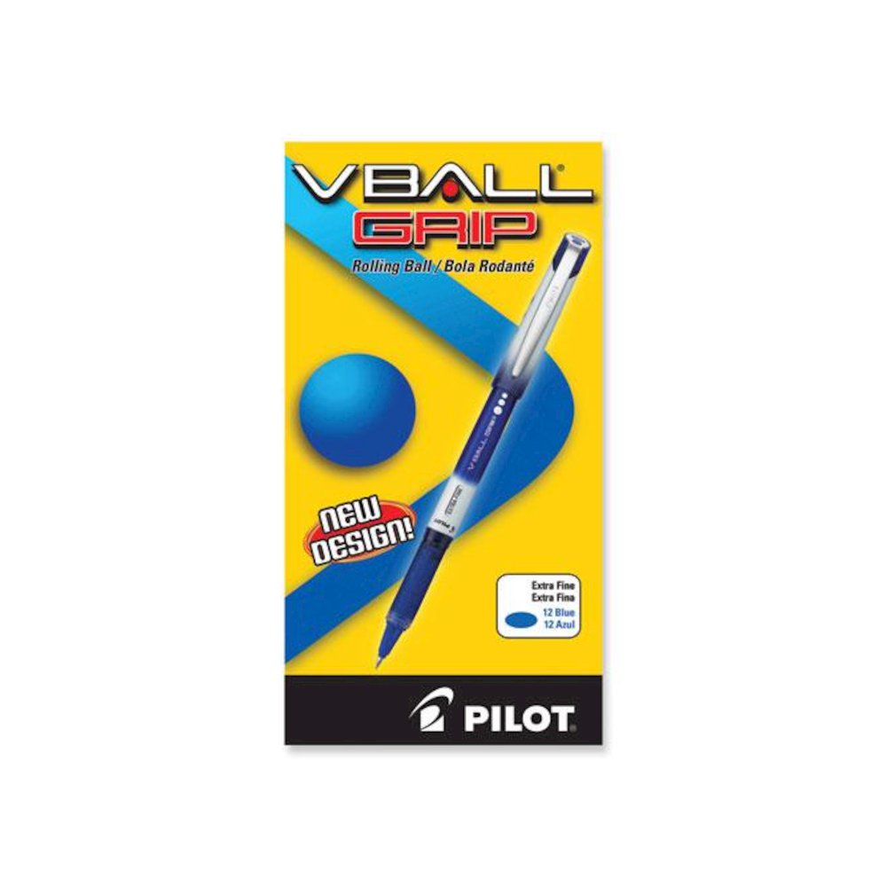 VBall Grip Liquid Ink Rollerball Pen, Stick, Extra-Fine 0.5 mm, Blue Ink, Blue/White Barrel, Dozen. Picture 2