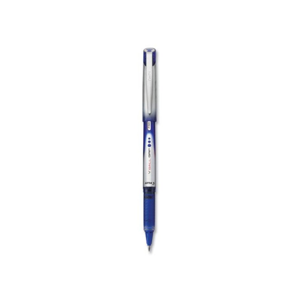 VBall Grip Liquid Ink Rollerball Pen, Stick, Fine 0.7 mm, Blue Ink, Blue/Silver Barrel, Dozen. Picture 1