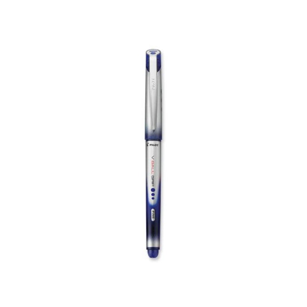 VBall Grip Liquid Ink Rollerball Pen, Stick, Fine 0.7 mm, Blue Ink, Blue/Silver Barrel, Dozen. Picture 3