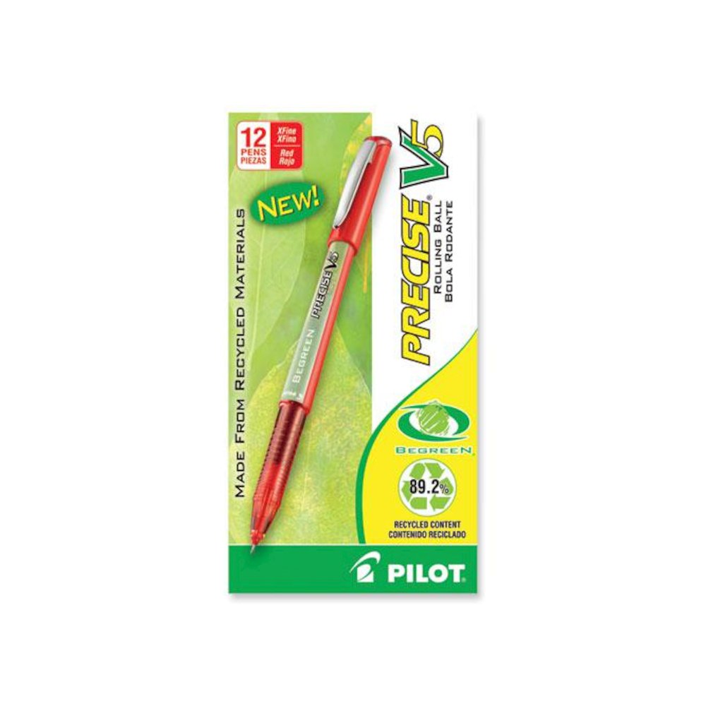 Precise V5 BeGreen Rollerball Pen, Stick, Extra-Fine 0.5 mm, Red Ink, Red Barrel, Dozen. Picture 2