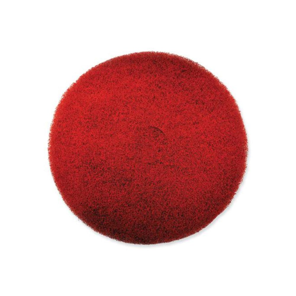 EZ CARE Heavy Duty Scrub Pad, 13" Diameter, Red/Gray, 5/Carton. Picture 1