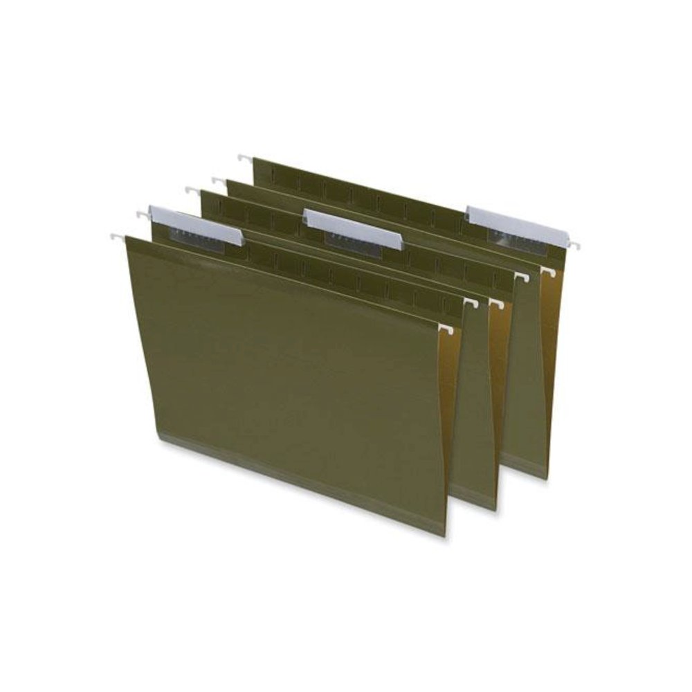 Deluxe Reinforced Recycled Hanging File Folders, Letter Size, 1/3-Cut Tabs, Standard Green, 25/Box. Picture 1