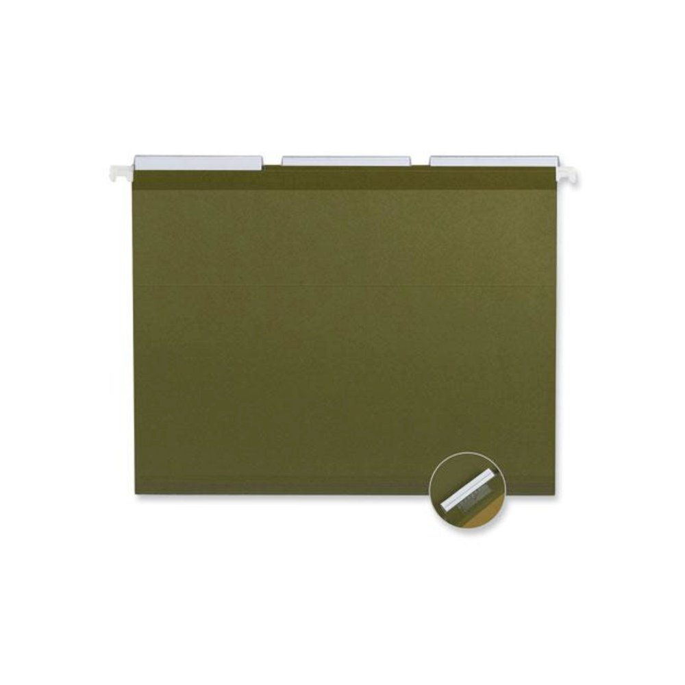 Deluxe Reinforced Recycled Hanging File Folders, Letter Size, 1/3-Cut Tabs, Standard Green, 25/Box. Picture 4