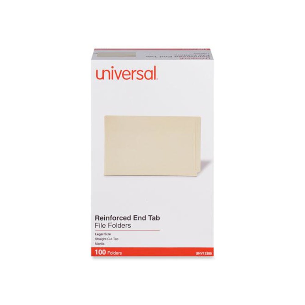 Deluxe Reinforced End Tab Folders, Straight Tabs, Legal Size, 0.75" Expansion, Manila, 100/Box. Picture 2