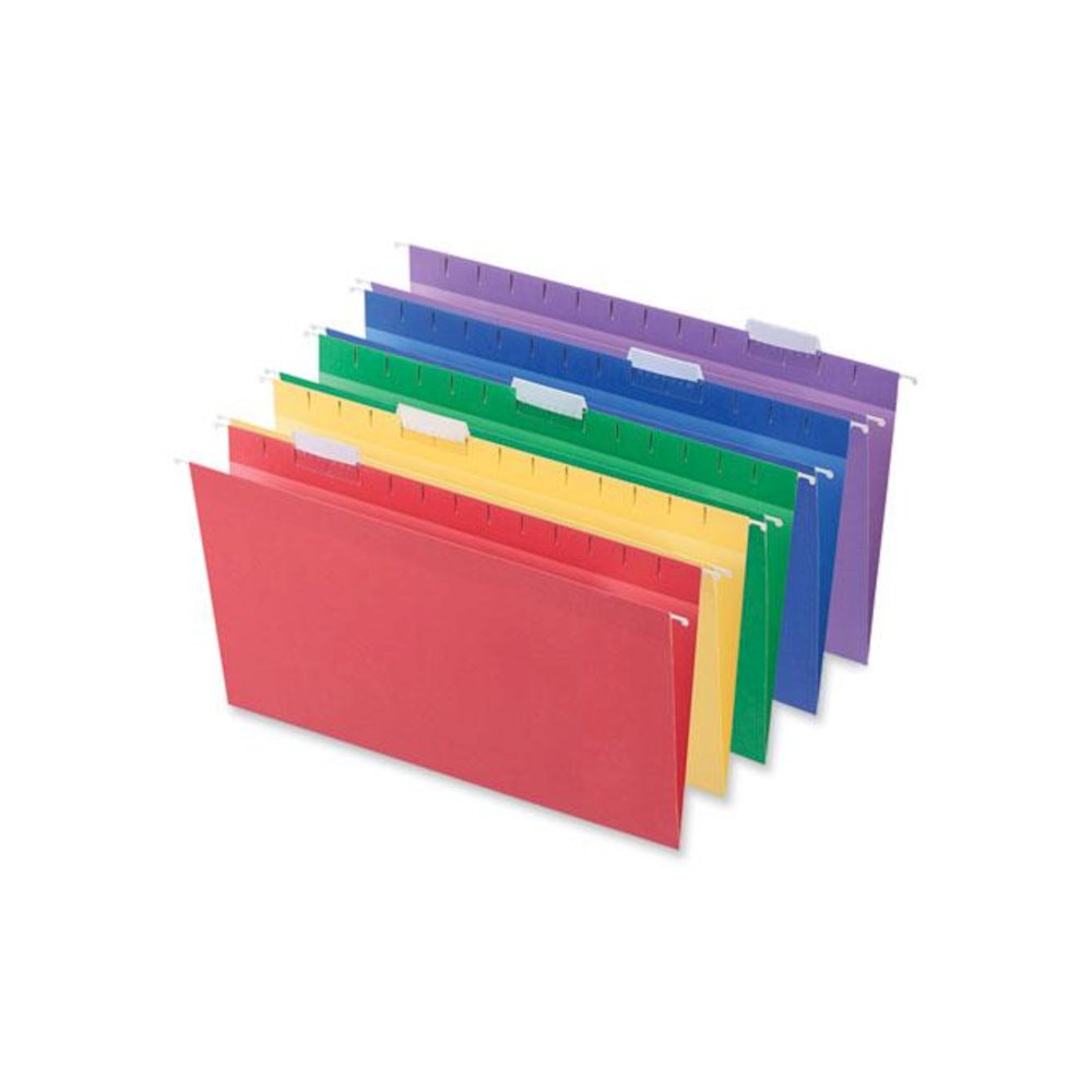 Deluxe Bright Color Hanging File Folders, Legal Size, 1/5-Cut Tabs, Assorted Colors, 25/Box. Picture 1