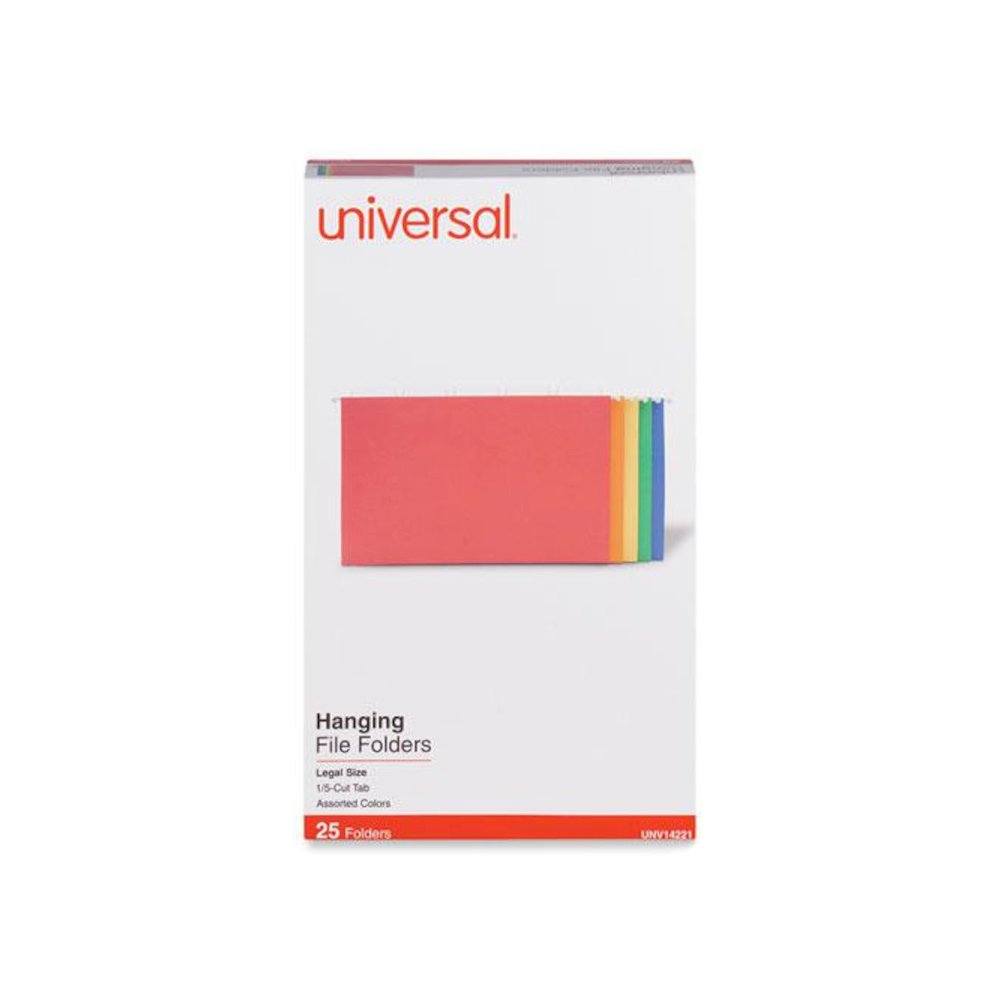 Deluxe Bright Color Hanging File Folders, Legal Size, 1/5-Cut Tabs, Assorted Colors, 25/Box. Picture 2