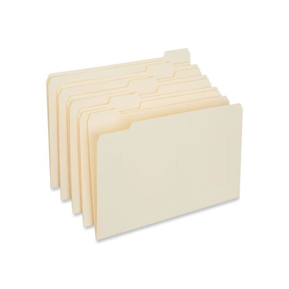 Top Tab File Folders, 1/5-Cut Tabs: Assorted, Legal Size, 0.75" Expansion, Manila, 100/Box. Picture 4