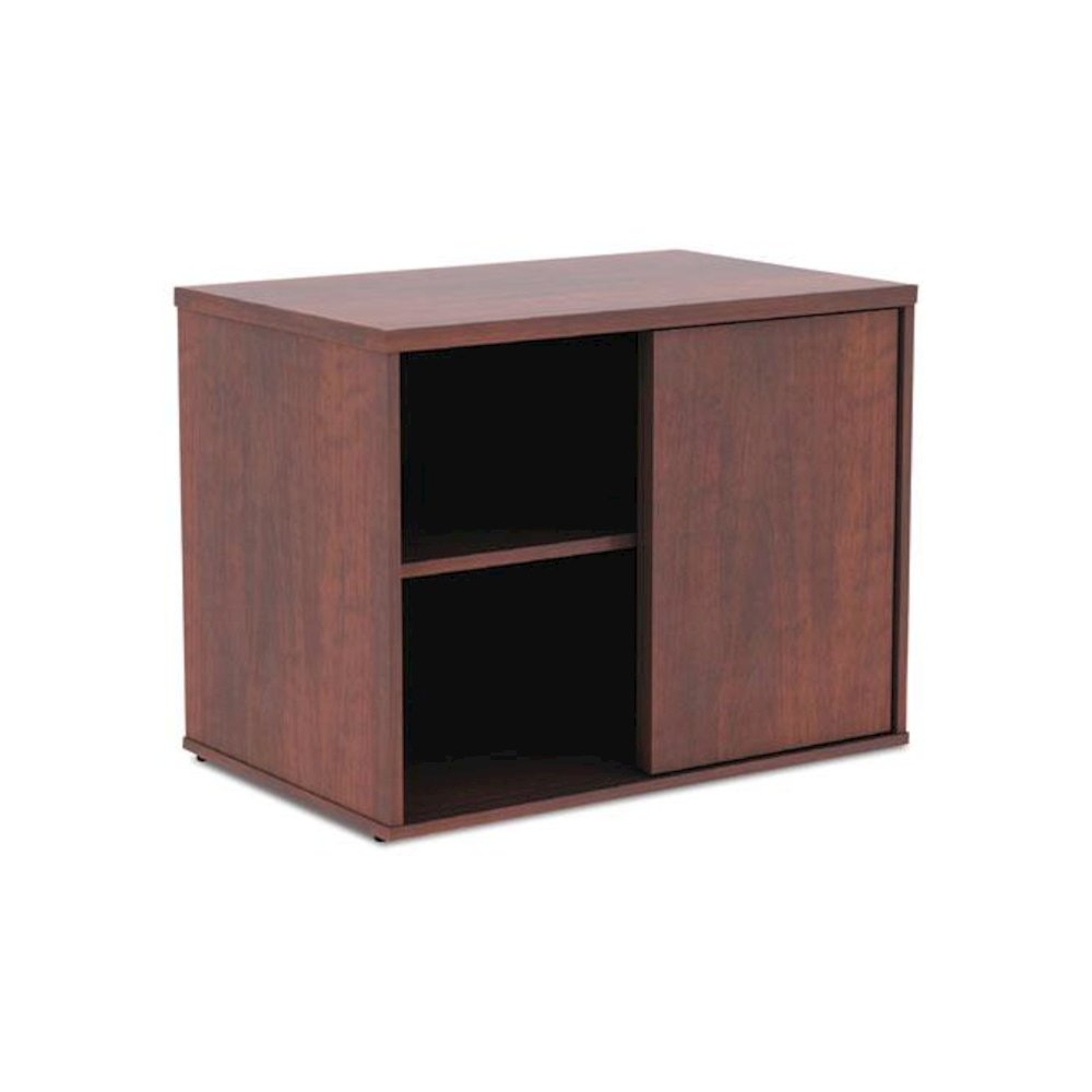 Alera Open Office Desk Series Low Storage Cabinet Credenza, Woodgrain Laminate, 29.5w x 19.13d x 22.78h, Medium Cherry. Picture 1