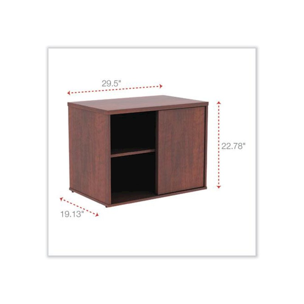 Alera Open Office Desk Series Low Storage Cabinet Credenza, Woodgrain Laminate, 29.5w x 19.13d x 22.78h, Medium Cherry. Picture 2