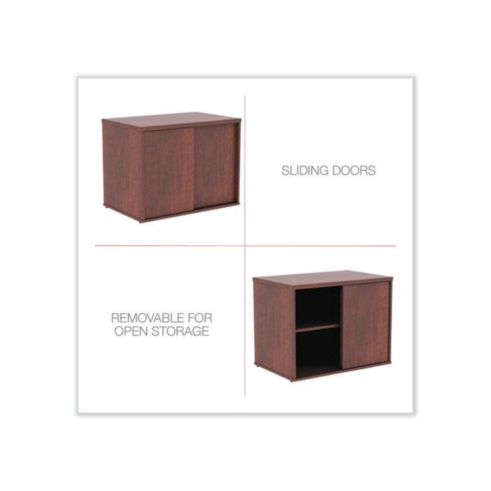 Alera Open Office Desk Series Low Storage Cabinet Credenza, Woodgrain Laminate, 29.5w x 19.13d x 22.78h, Medium Cherry. Picture 3