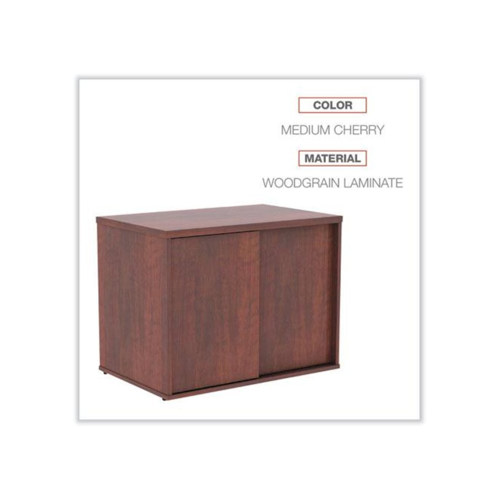 Alera Open Office Desk Series Low Storage Cabinet Credenza, Woodgrain Laminate, 29.5w x 19.13d x 22.78h, Medium Cherry. Picture 5