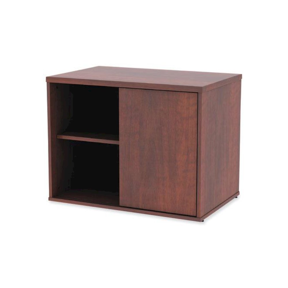 Alera Open Office Desk Series Low Storage Cabinet Credenza, Woodgrain Laminate, 29.5w x 19.13d x 22.78h, Medium Cherry. Picture 8