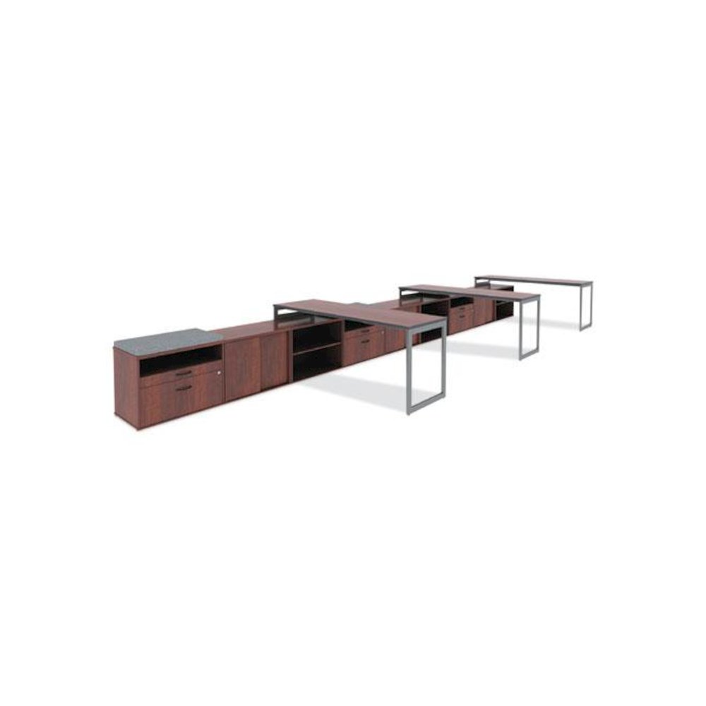 Alera Open Office Desk Series Low Storage Cabinet Credenza, Woodgrain Laminate, 29.5w x 19.13d x 22.78h, Medium Cherry. Picture 10