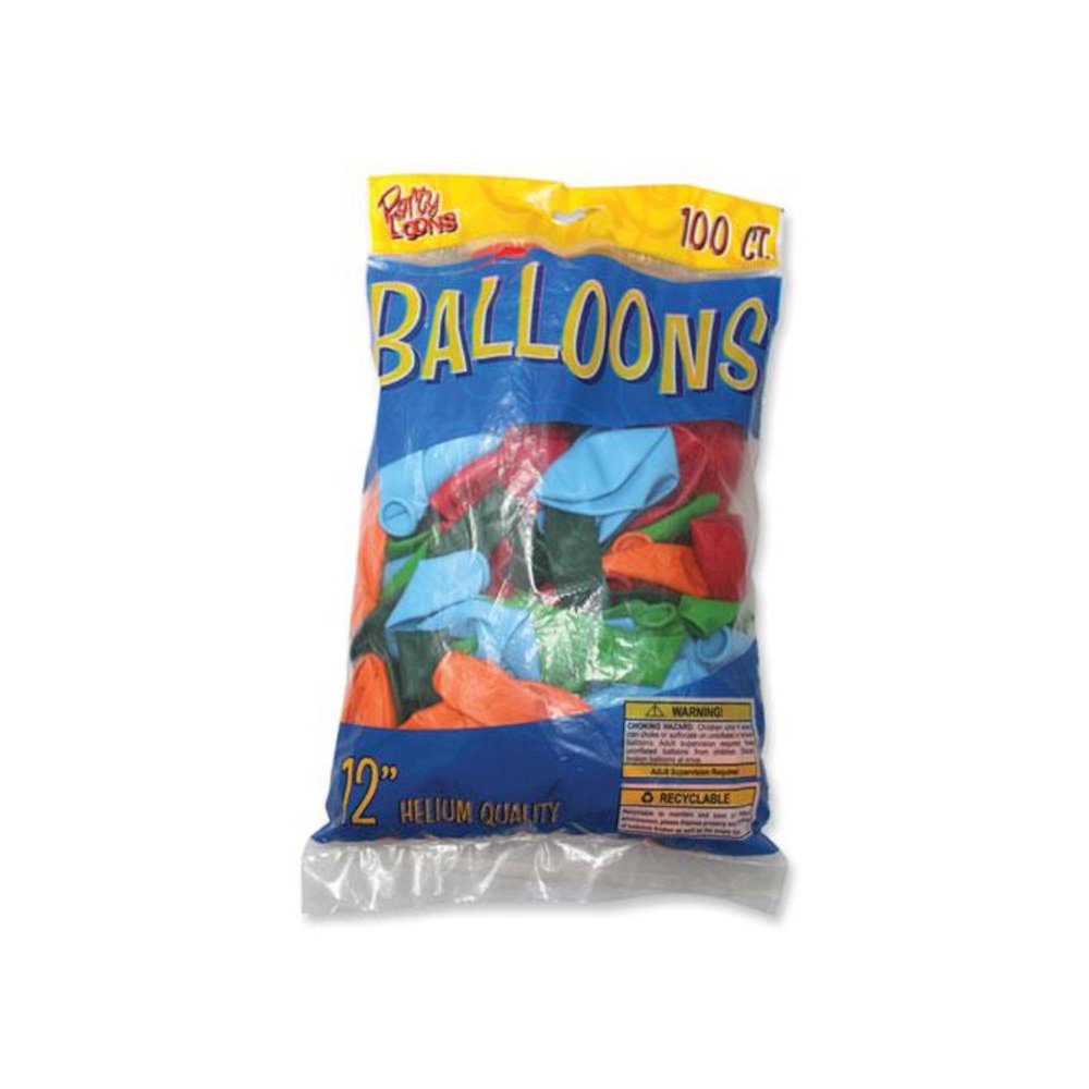 Balloons, 12", Helium Quality Latex, Assorted Colors, 100/Pack, 20 Packs/Carton. Picture 3