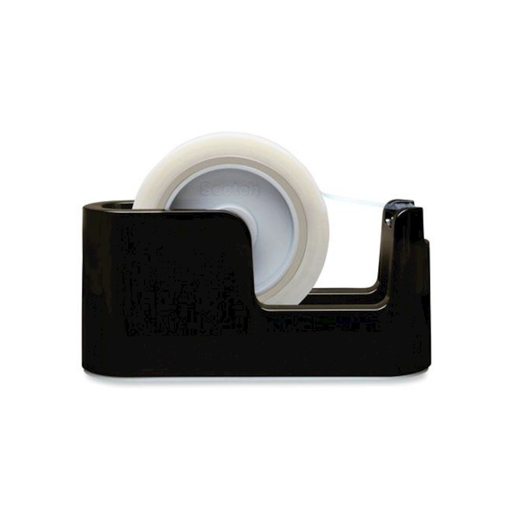 Heavy Duty Weighted Desktop Tape Dispenser with One Roll of Tape, 3" Core, ABS, Black. Picture 2
