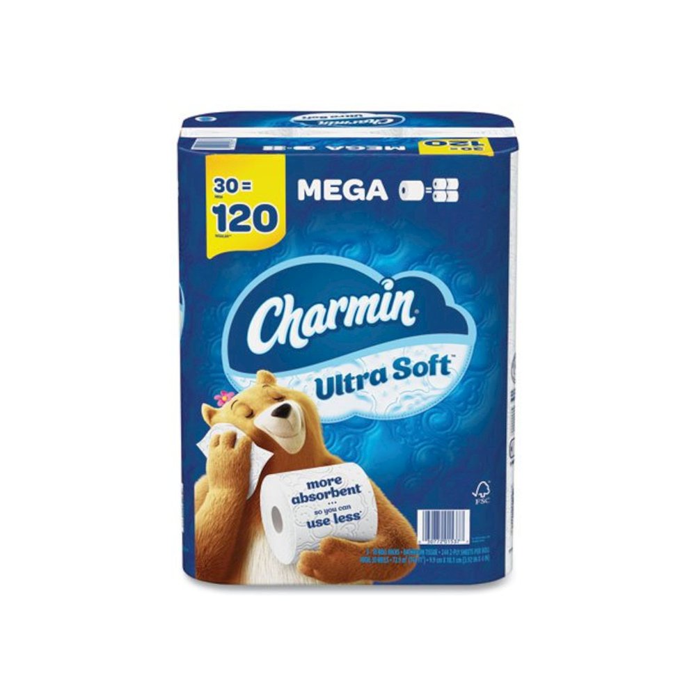 Ultra Soft Bathroom Tissue, Mega Roll, Septic Safe, 2-Ply, White, 244 Sheets/Roll, 30 Rolls/Pack. Picture 1