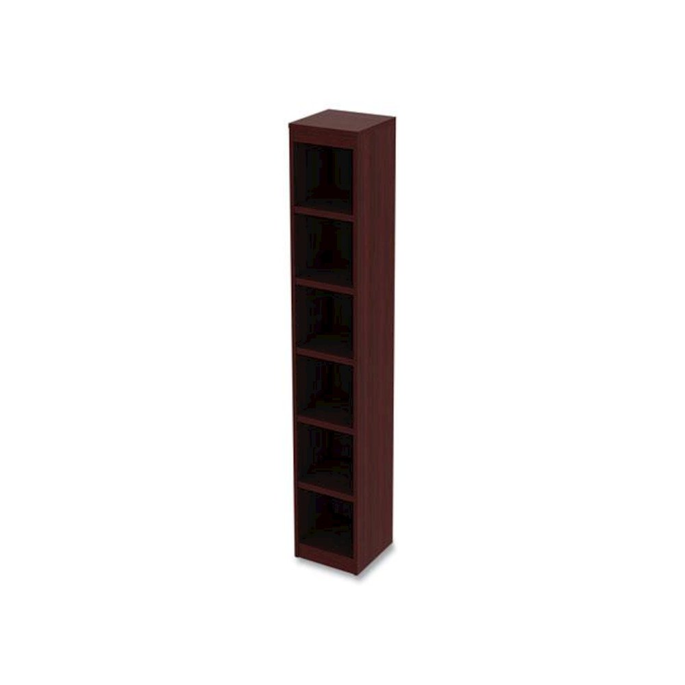 Alera Valencia Series Narrow Profile Bookcase, Six-Shelf, 11.81w x 11.81d x 71.73h, Mahogany. Picture 3