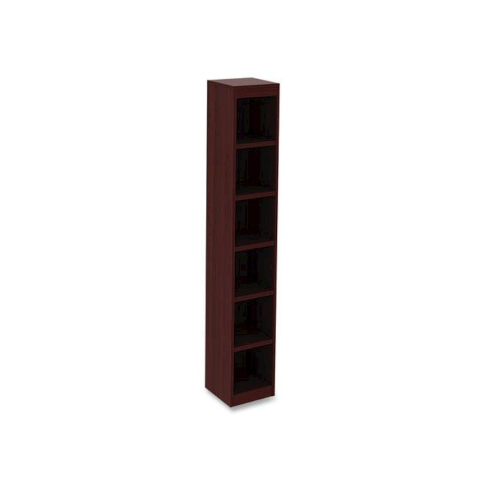 Alera Valencia Series Narrow Profile Bookcase, Six-Shelf, 11.81w x 11.81d x 71.73h, Mahogany. Picture 1