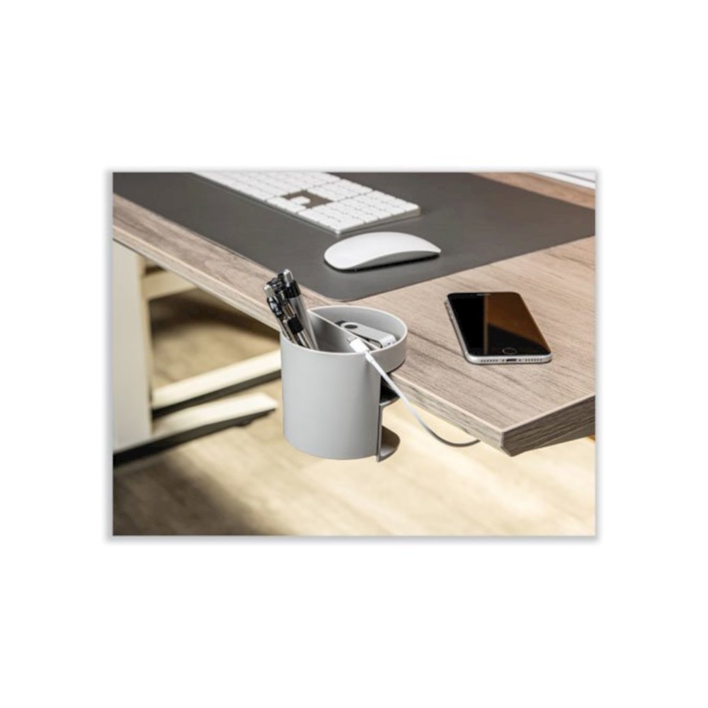 Standing Desk Small Desk Organizer, Two Sections, 3.85 x 3.85 x 3.54, Gray. Picture 4