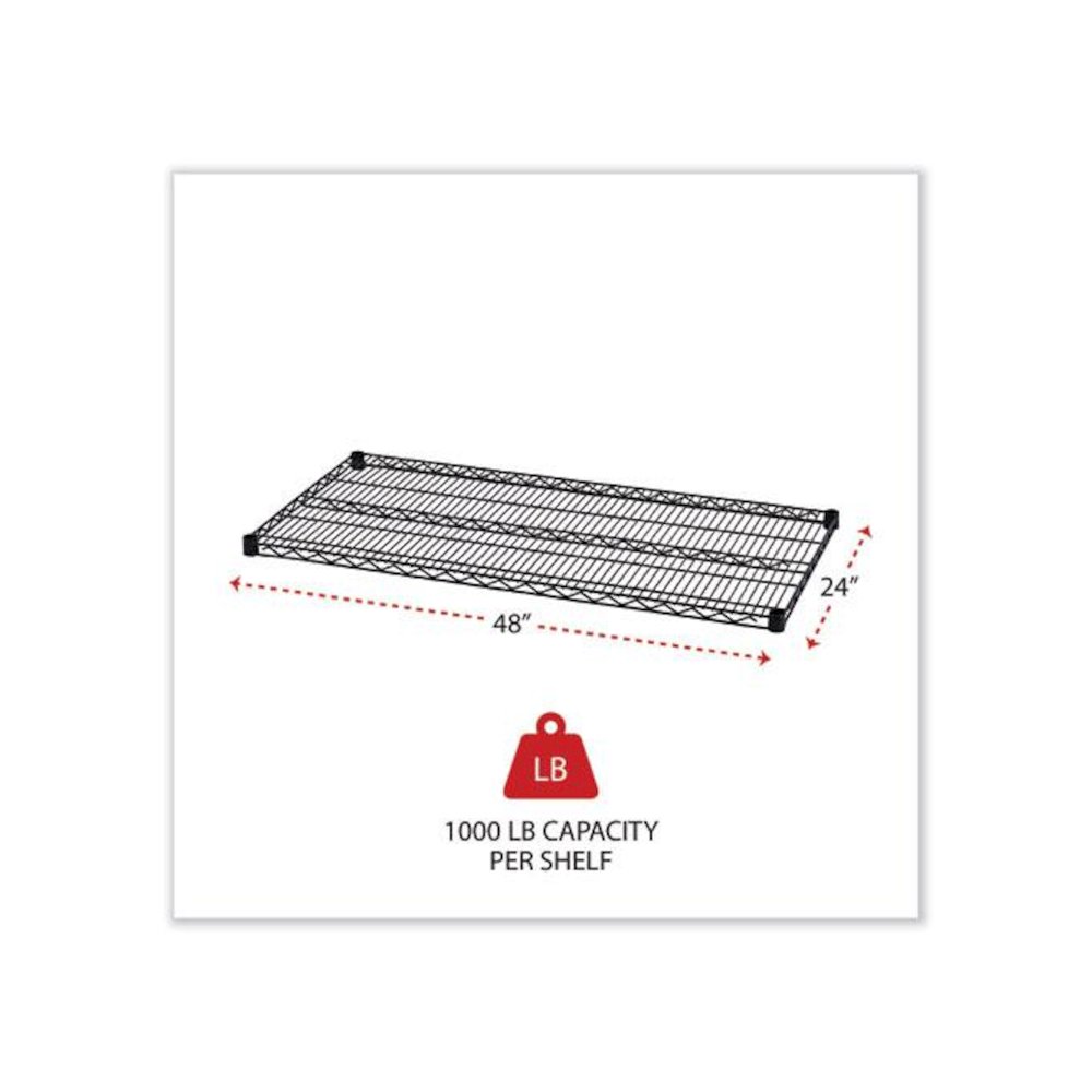 Industrial Wire Shelving Extra Wire Shelves, 48w x 24d, Black, 2 Shelves/Carton. Picture 2