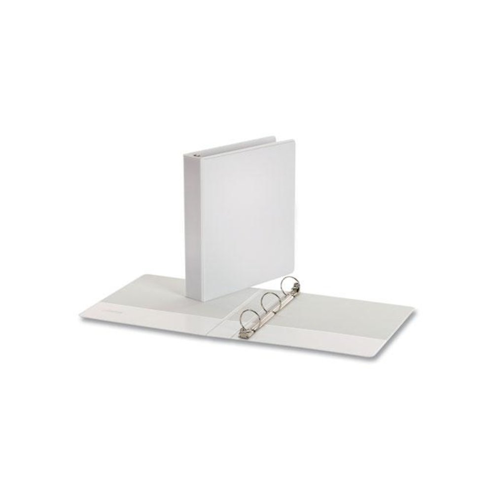 Economy Round Ring View Binder, 3 Rings, 1.5" Capacity, 11 x 8.5, White, 12/Carton. Picture 2