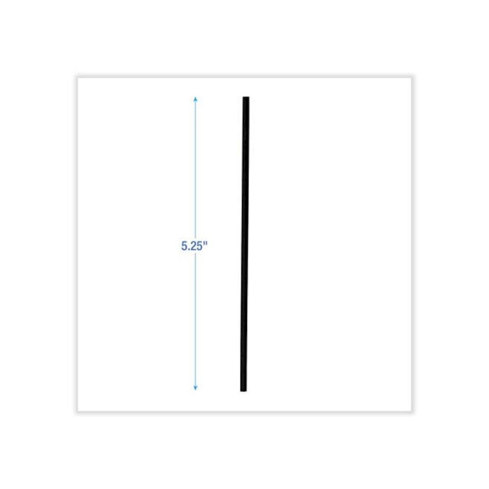Single-Tube Stir-Straws, 5.25", Polypropylene, Black, 1,000/Pack, 10 Packs/Carton. Picture 2
