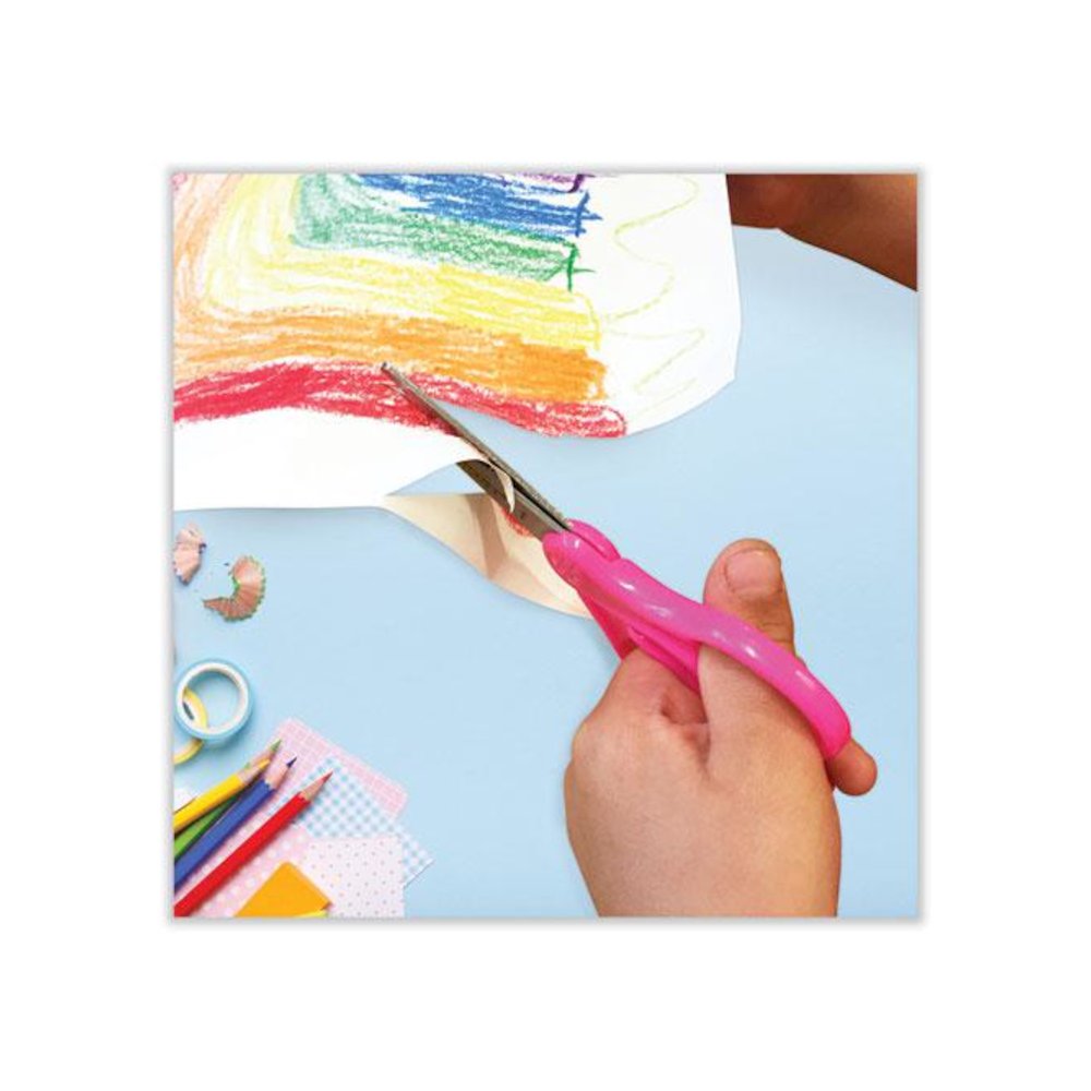 For Kids Scissors Teacher's Pack, Rounded Tip, 5" Long, 1.75" Cut Length, Straight Assorted Color Handles, 12/Pack. Picture 5