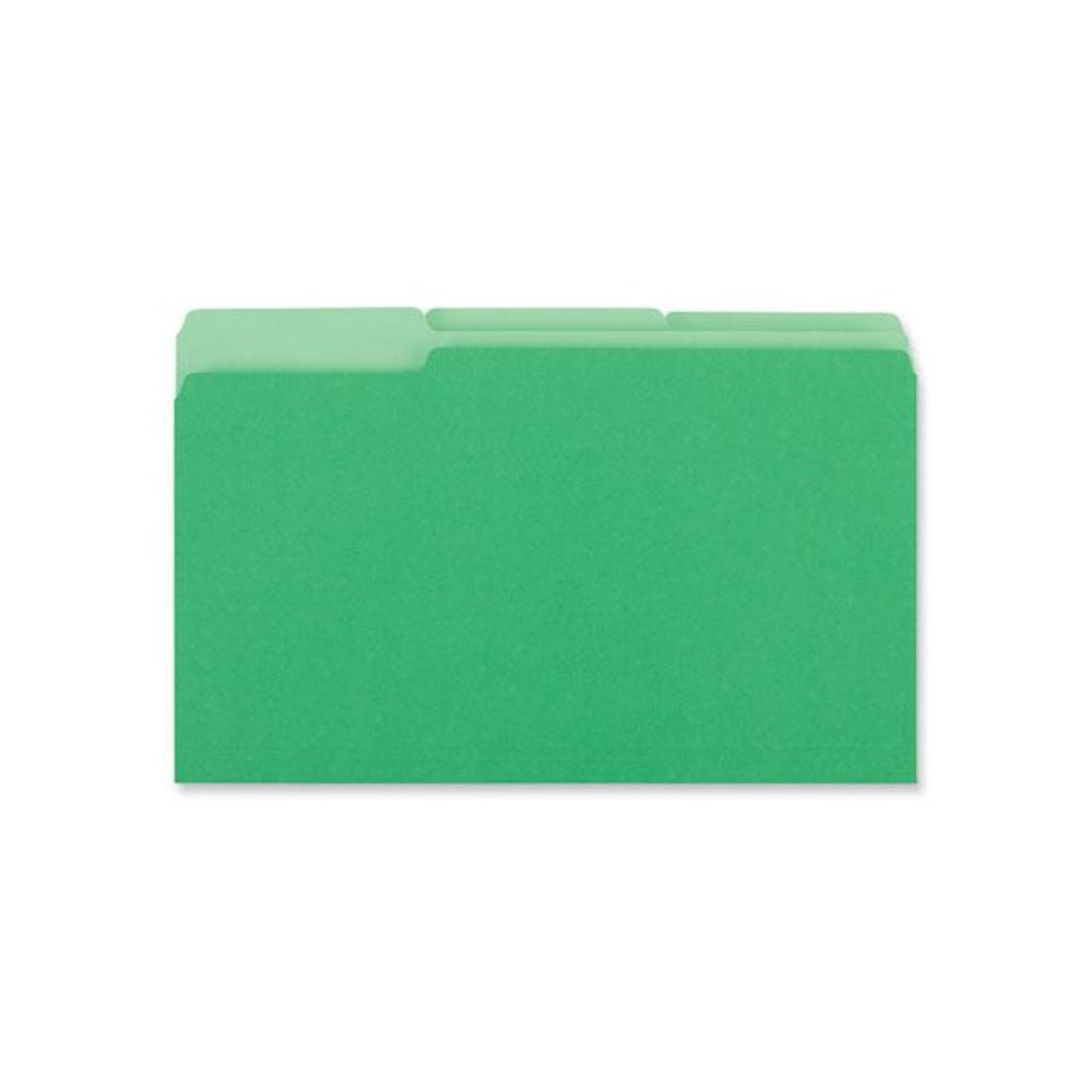 Interior File Folders, 1/3-Cut Tabs: Assorted, Legal Size, 11-pt Stock, Green, 100/Box. Picture 3