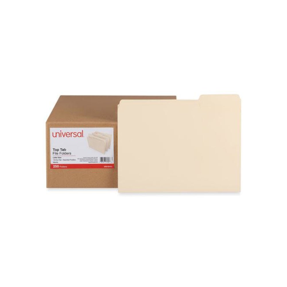 Top Tab File Folders, 1/3-Cut Tabs: Assorted, Letter Size, 0.75" Expansion, Manila, 250/Box. Picture 2