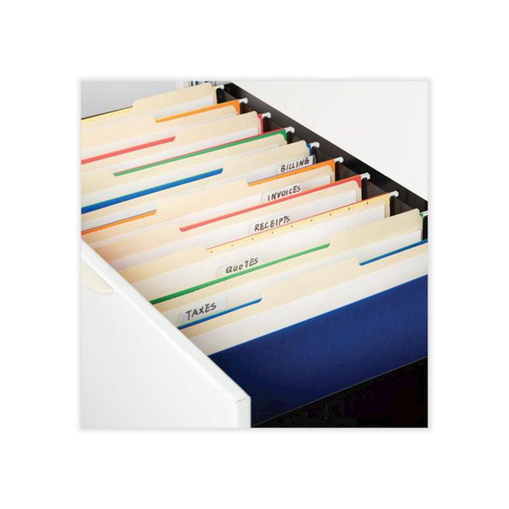 Top Tab File Folders, 1/3-Cut Tabs: Assorted, Letter Size, 0.75" Expansion, Manila, 250/Box. Picture 4