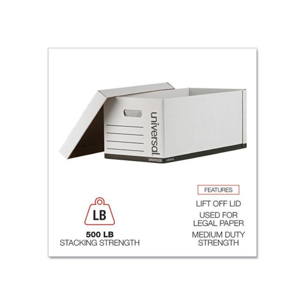 Medium-Duty Easy Assembly Storage Box, Letter Files, White, 12/Carton. Picture 6