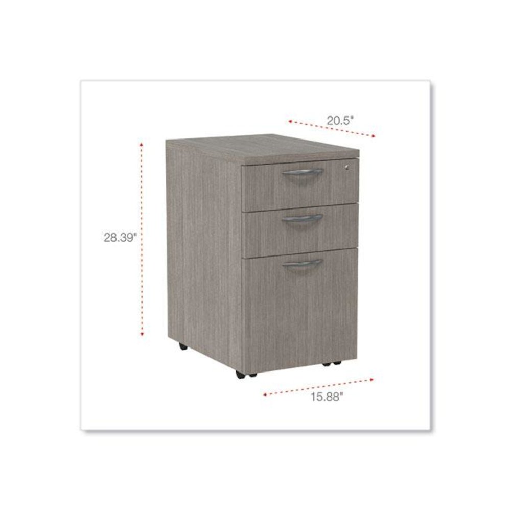 Alera Valencia Series Mobile Pedestal File, Left/Right, 3-Drawer: Box/Box/File, Legal/Letter, Gray, 15.88 x 20.5 x 28.39. Picture 3