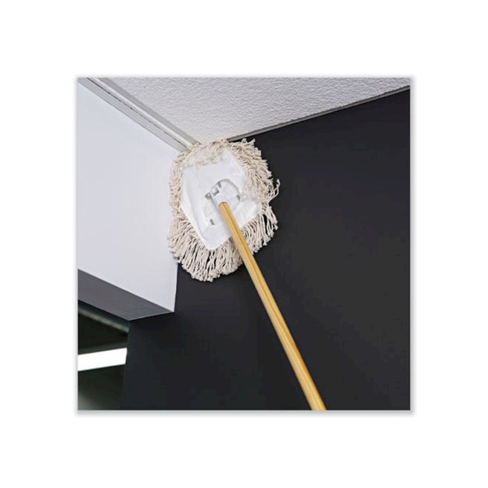 Wedge Dust Mop Head Frame/Lacquered Wood Handle, 0.94" dia x 48" Length, Natural. Picture 4