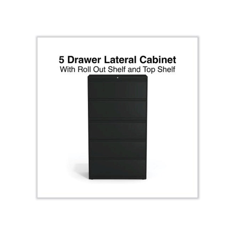Lateral File, 5 Legal/Letter/A4/A5-Size File Drawers, Black, 36" x 18.63" x 67.63". Picture 2