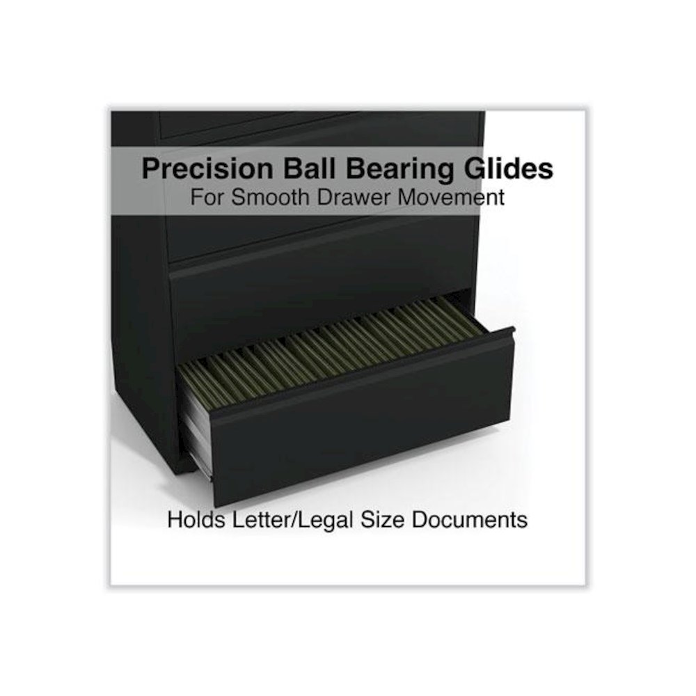 Lateral File, 5 Legal/Letter/A4/A5-Size File Drawers, Black, 36" x 18.63" x 67.63". Picture 3