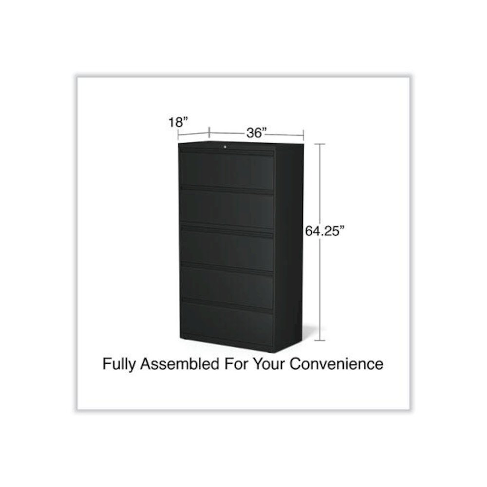 Lateral File, 5 Legal/Letter/A4/A5-Size File Drawers, Black, 36" x 18.63" x 67.63". Picture 6