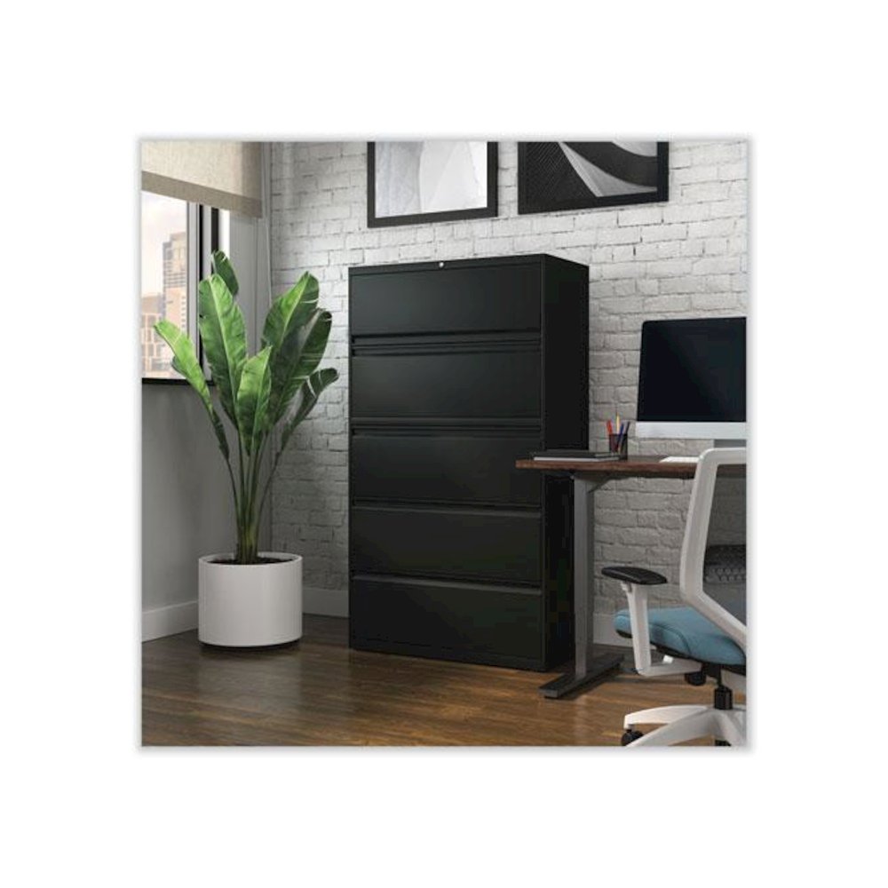 Lateral File, 5 Legal/Letter/A4/A5-Size File Drawers, Black, 36" x 18.63" x 67.63". Picture 7